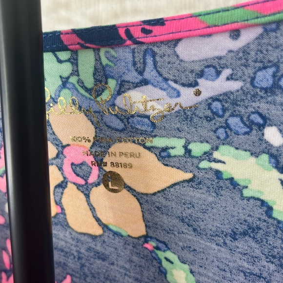 Lilly Pullitzer Floral Print V-Neck Pima Cotton V-Neck Dress Size Large - Picture 3 of 7